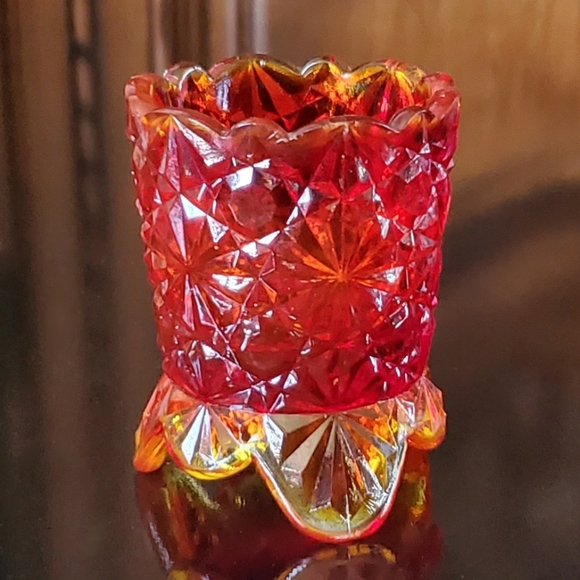 Vntg Amberina "Daisy and Button" Toothpick / Matchstick Holder - Picture 11 of 12